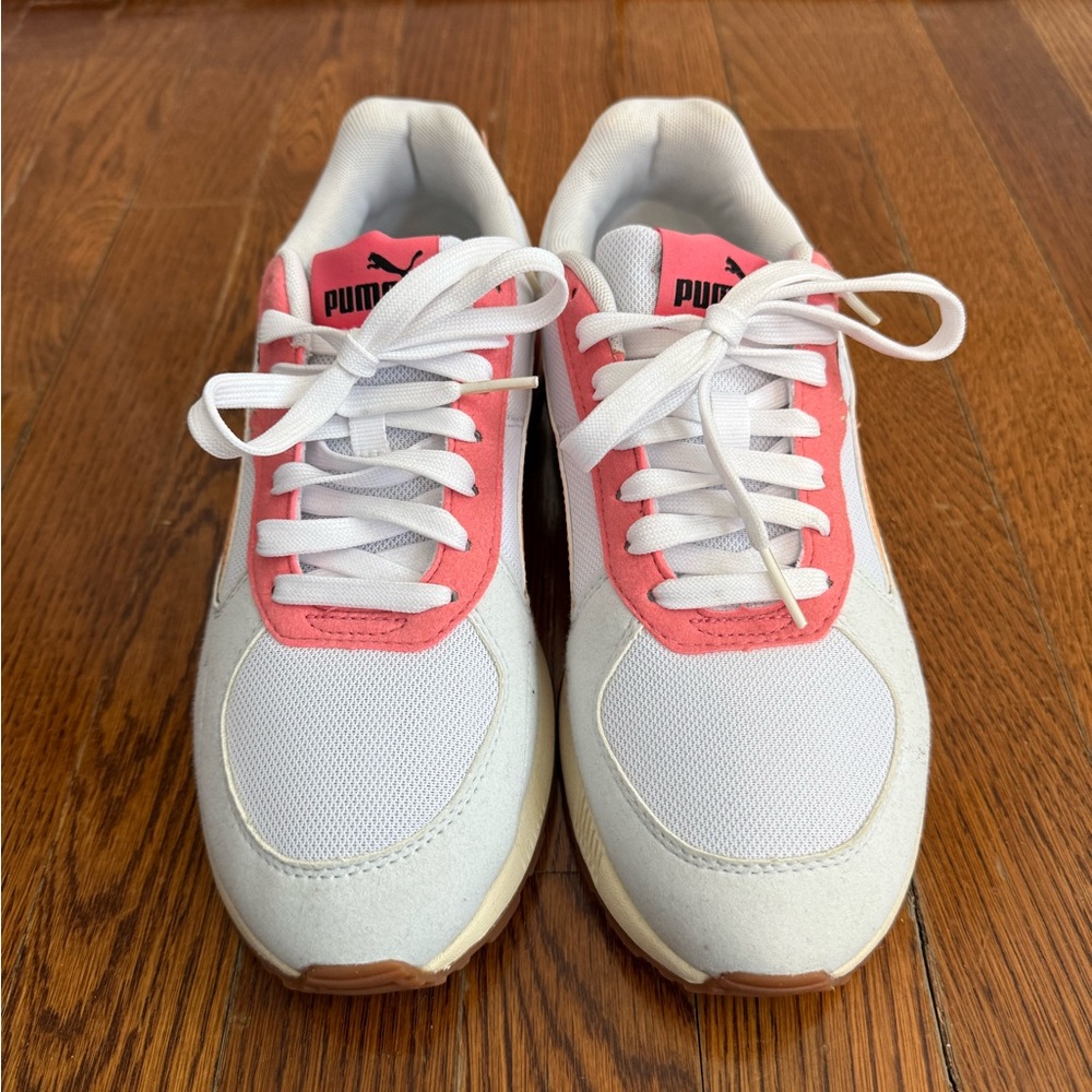 Puma Women's White and Coral Sneakers